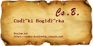 Csáki Boglárka névjegykártya